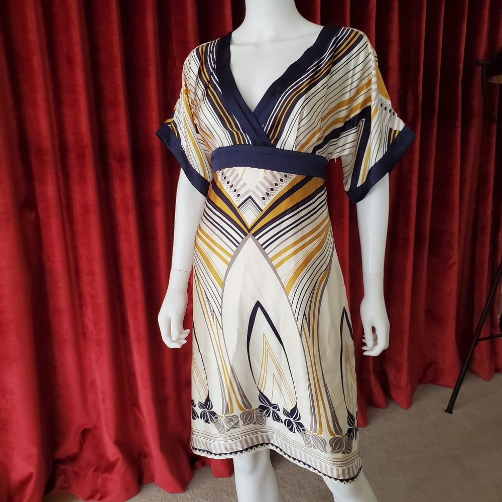 Ted Baker Art Deco Silk Dress Sz 2